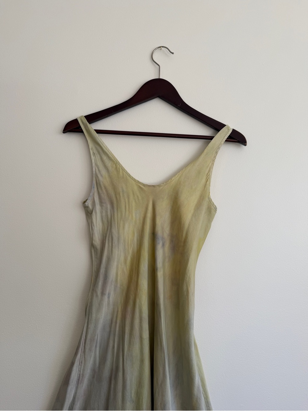 Vintage Hand Dyed Silk Dress with Subtle Multicolor Wash - Picture 9 of 16